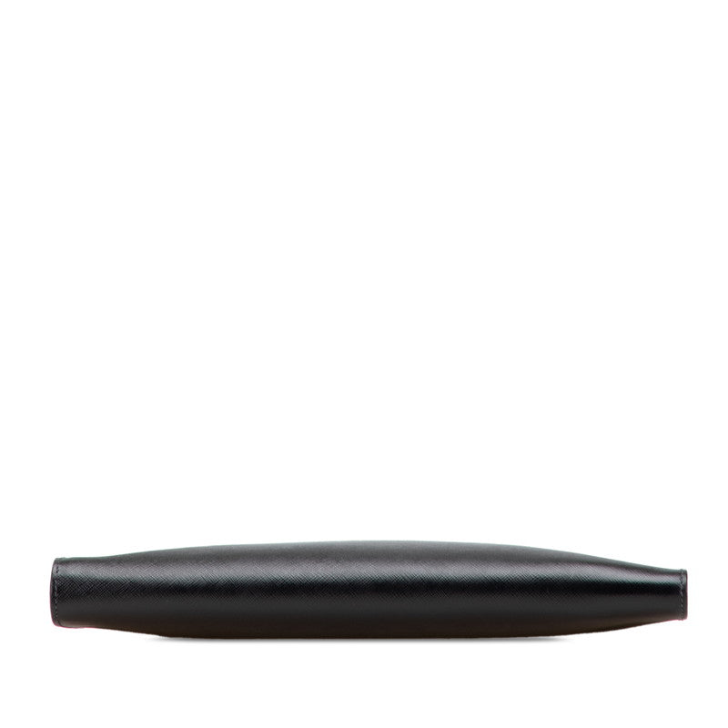 Prada Triangle Logo Plate Leather Clutch Bag