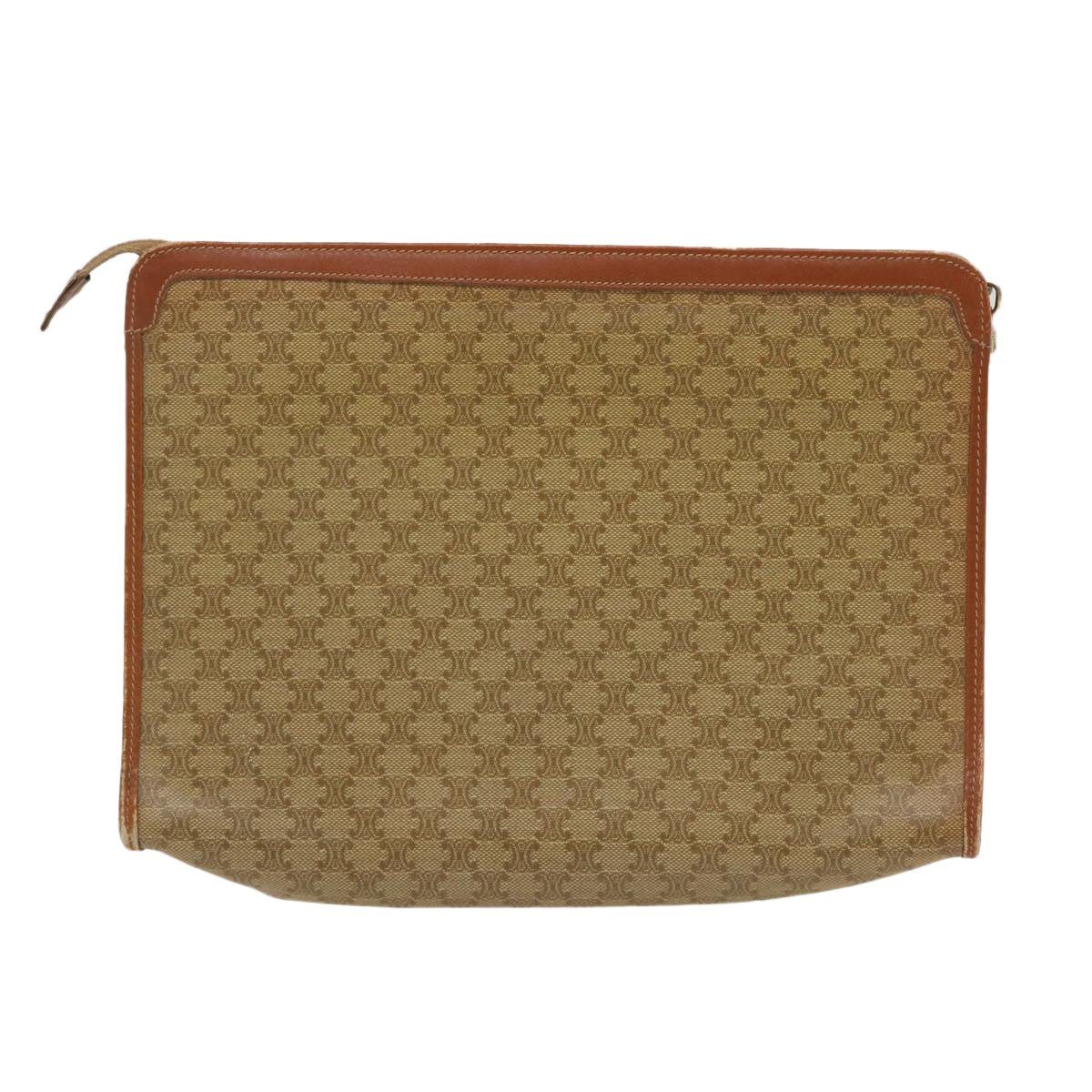 Luxury CELINE Macadam Pouch Clutch Bag PVC Leather Beige  jk1328