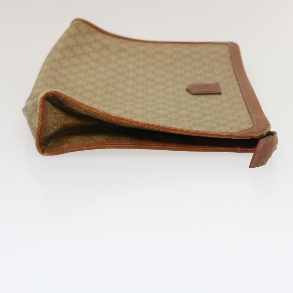 Luxury CELINE Macadam Pouch Clutch Bag PVC Leather Beige jk1328