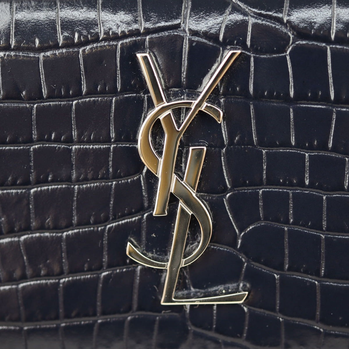 Saint Laurent Sunset Chain Wallet Croc-Embossed