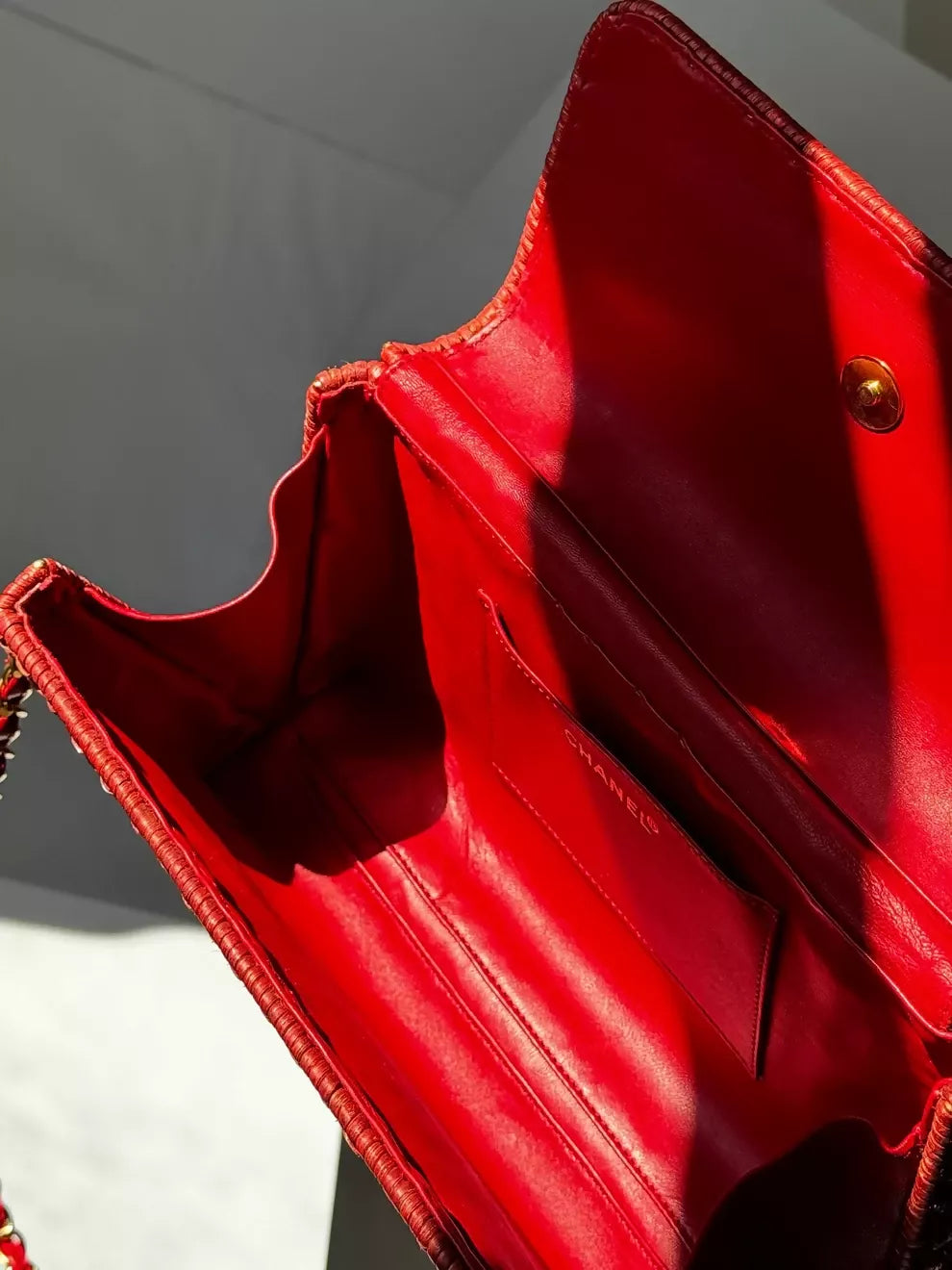 Chanel  2001 Red Wicker Shoulder Bag