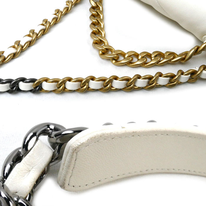 Chanel 19 Chain Shoulder Bag White Classic Flap