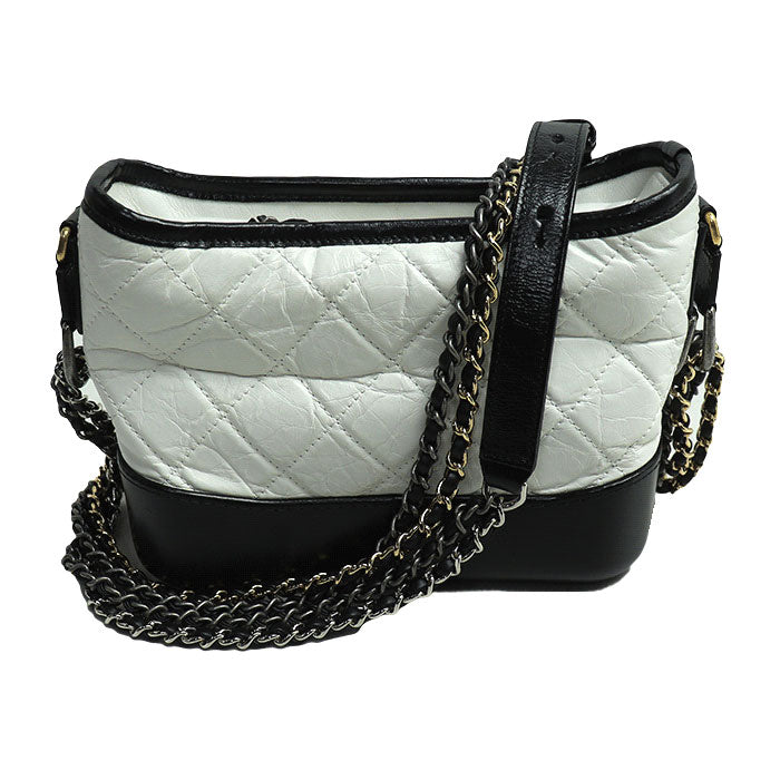 Chanel Gabrielle Small Hobo Bag Black White Classic Flap