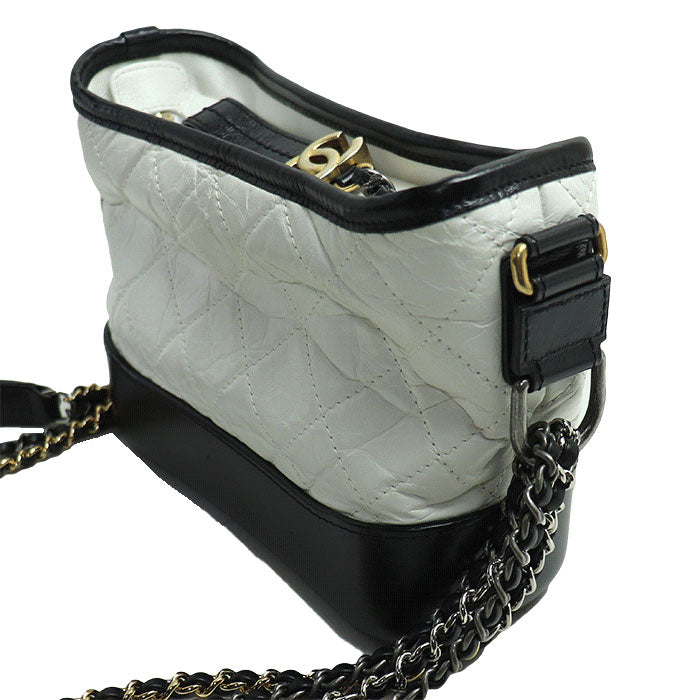 Chanel Gabrielle Small Hobo Bag Black White Classic Flap