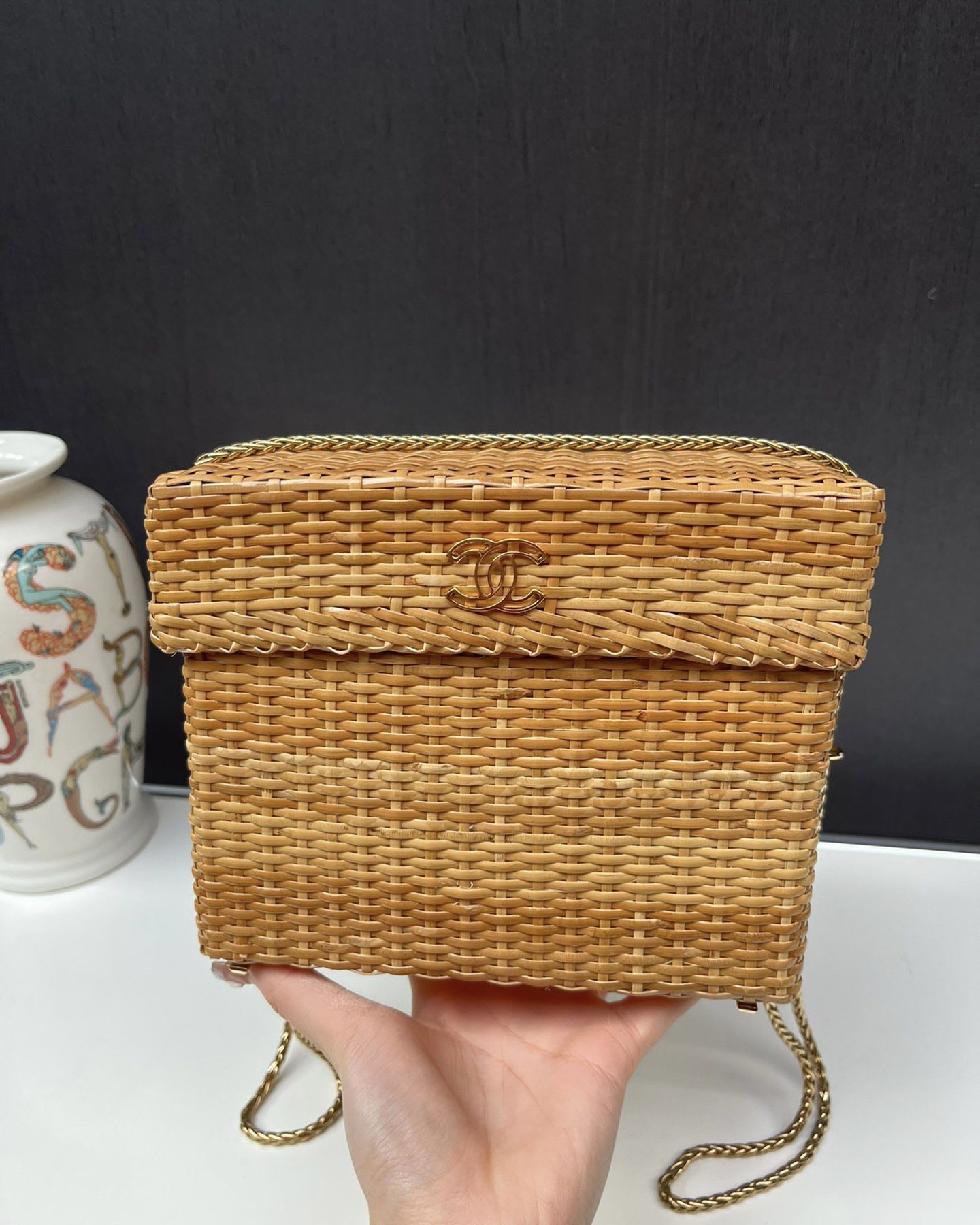 Rare  Chanel Bamboo Chain Box Bag