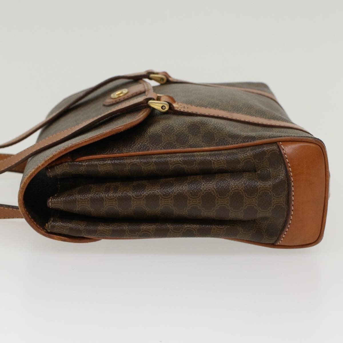 Luxury CELINE Macadam Canvas Hand Bag PVC Leather Brown  ki2991