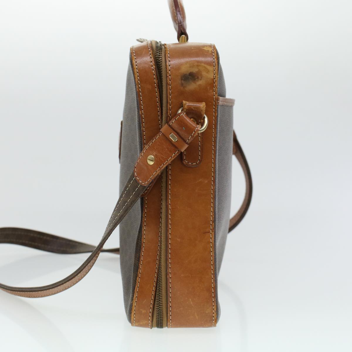 Luxury CELINE Macadam Canvas Briefcase PVC Leather 2way Brown  ki3039