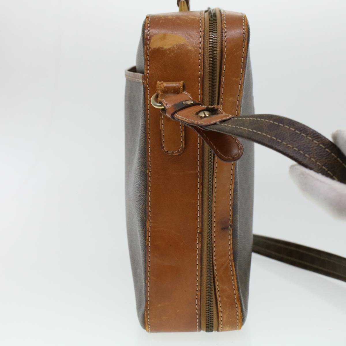 Luxury CELINE Macadam Canvas Briefcase PVC Leather 2way Brown  ki3039