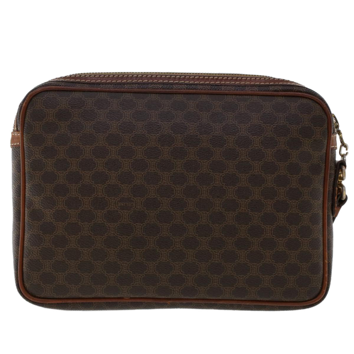 Luxury CELINE Macadam Canvas Clutch Bag PVC Leather Brown ki3150