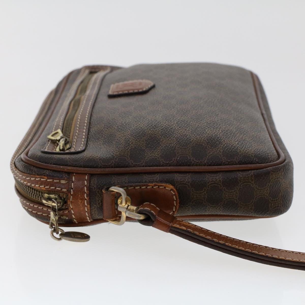 Luxury CELINE Macadam Canvas Clutch Bag PVC Leather Brown ki3150