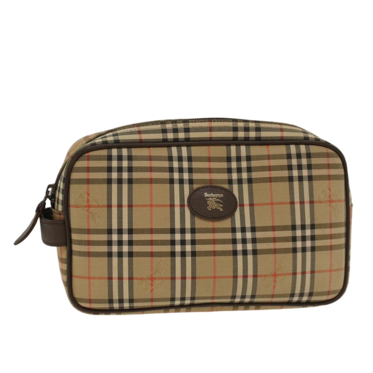 Luxury BurberrySs Nova Check Clutch Bag Nylon Beige Auth ki3166