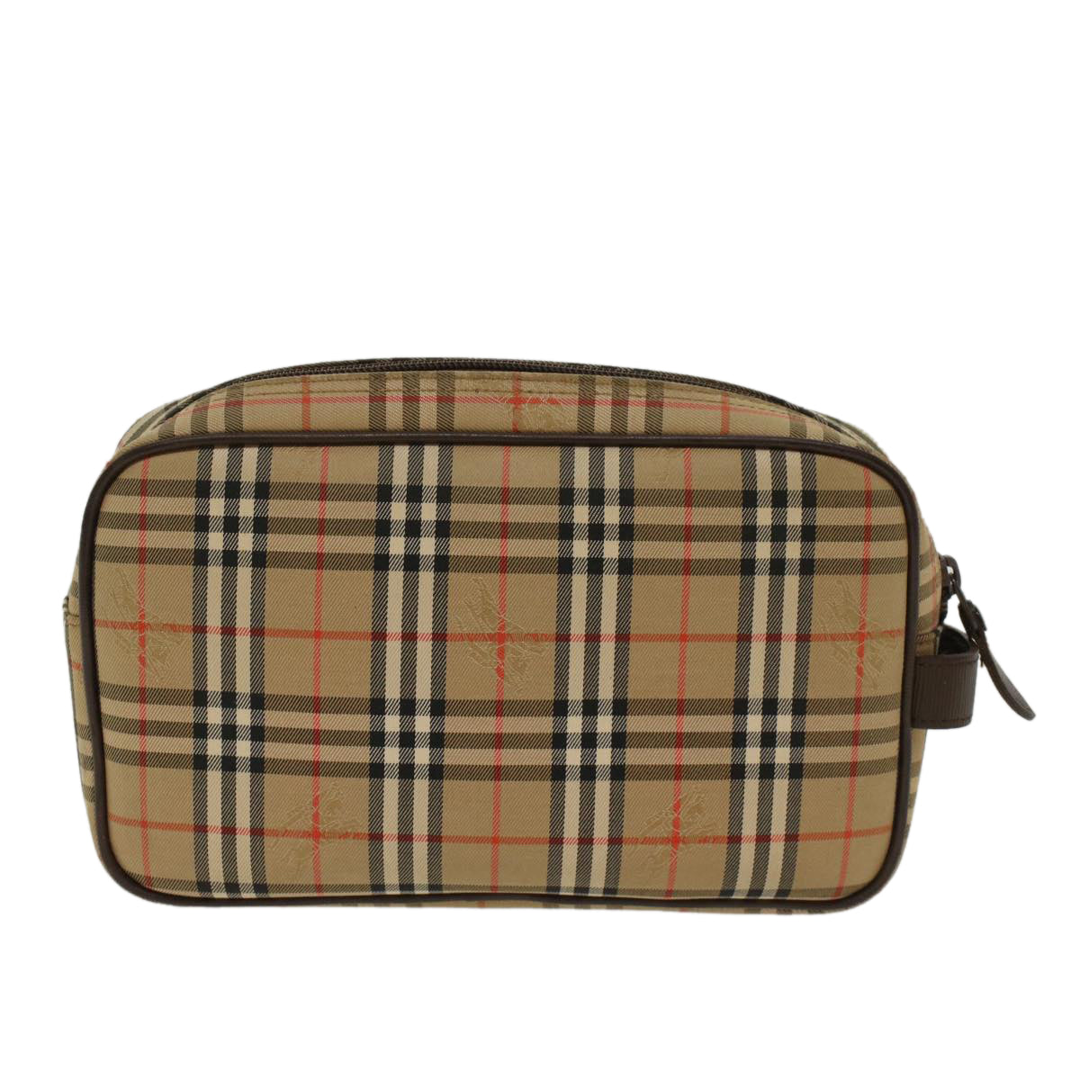 Luxury BurberrySs Nova Check Clutch Bag Nylon Beige Auth ki3166