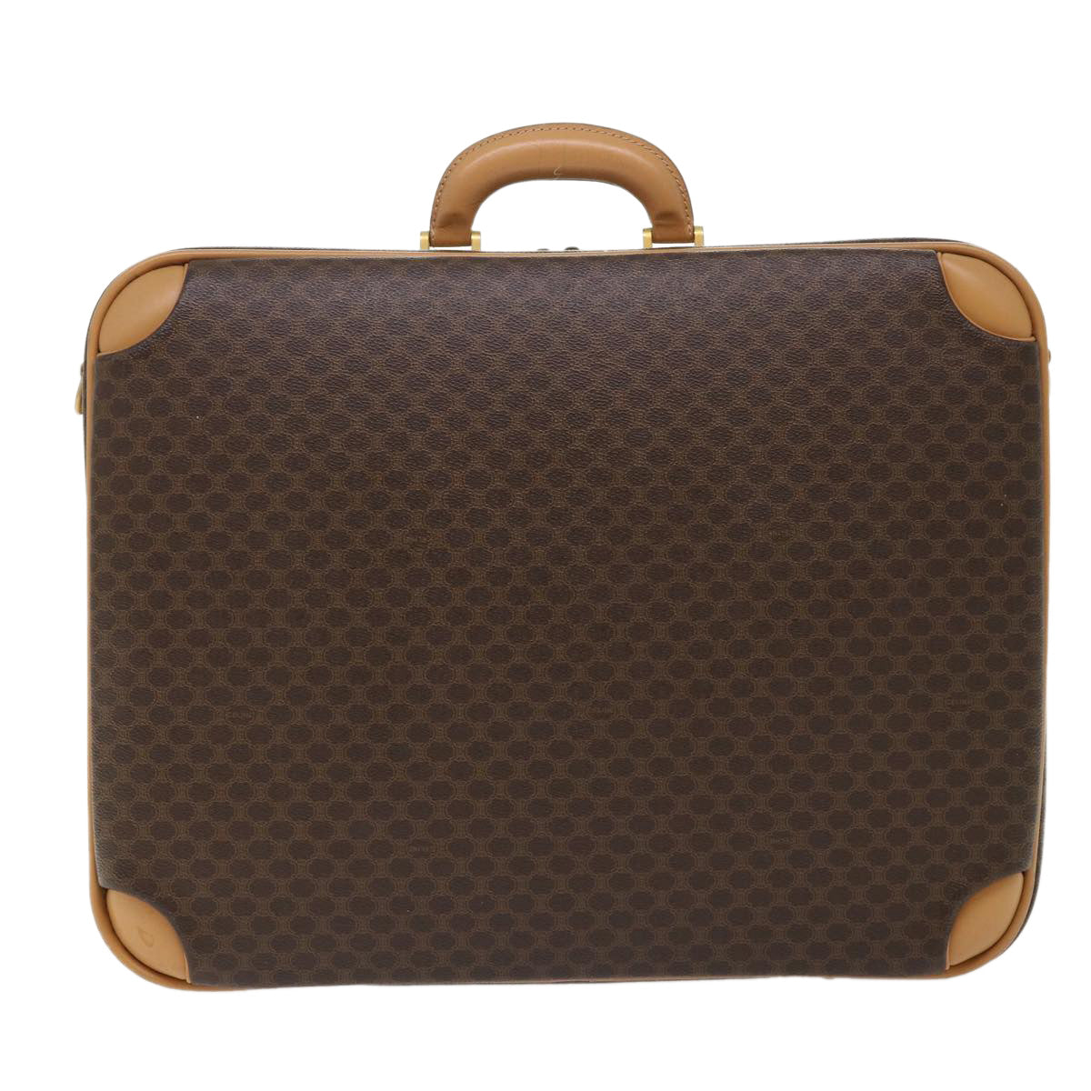 Luxury CELINE Macadam Canvas Trunk PVC Leather Brown  ki3281