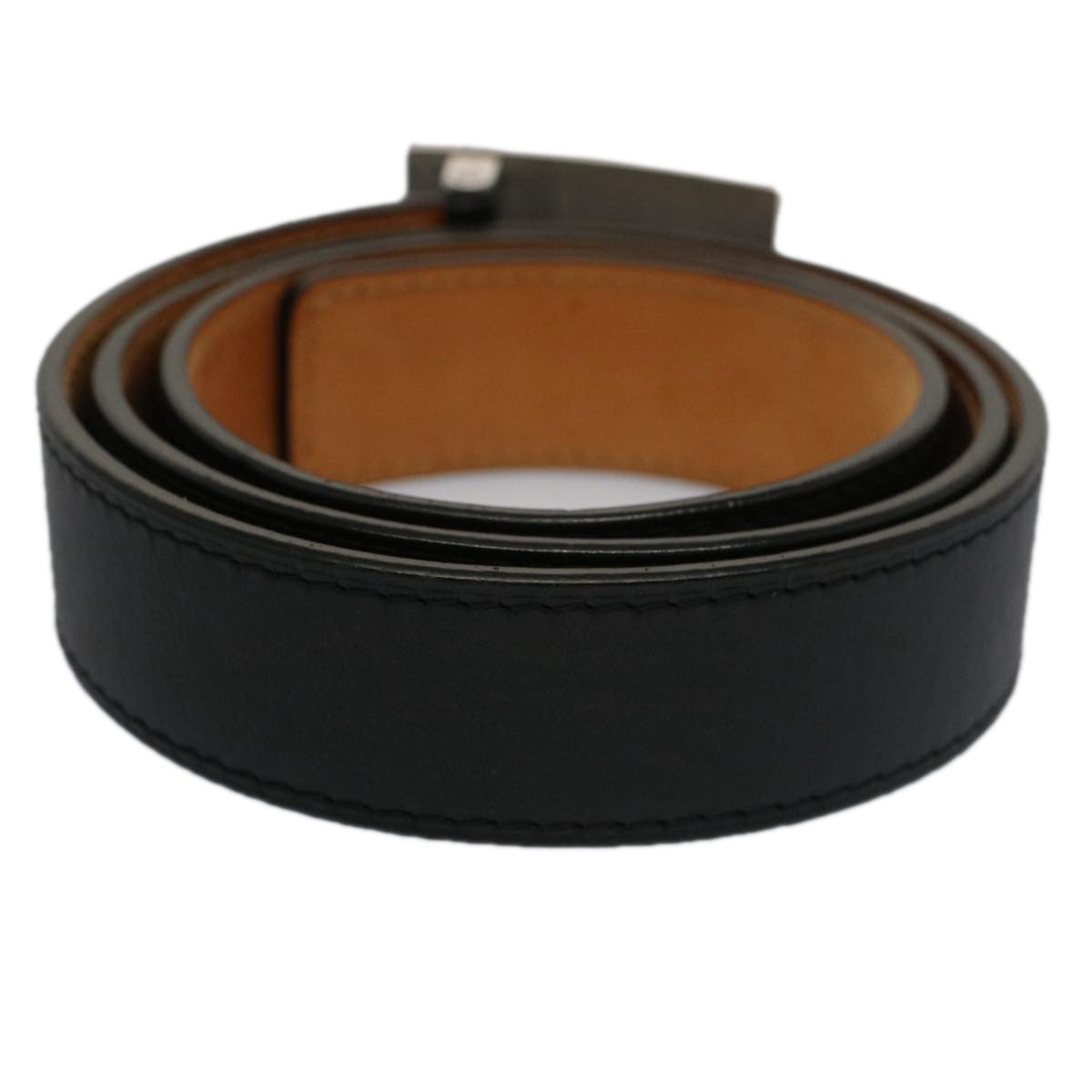LOUIS VUITTON Ceinture jeans Belt Leather 29.5"-33.5" Black M6812 Auth ki3398