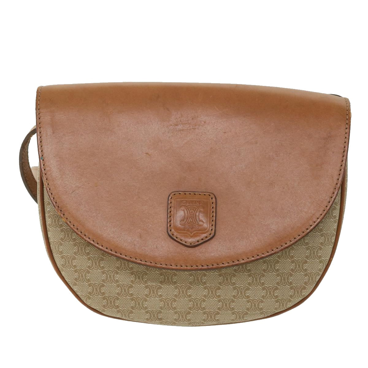 Luxury CELINE Macadam Canvas Shoulder Bag Beige  ki3429