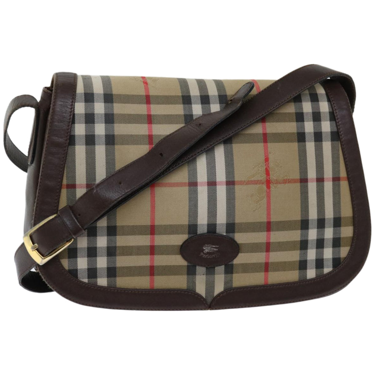 Luxury BurberrySs Nova Check Shoulder Bag Canvas Beige Auth ki4096