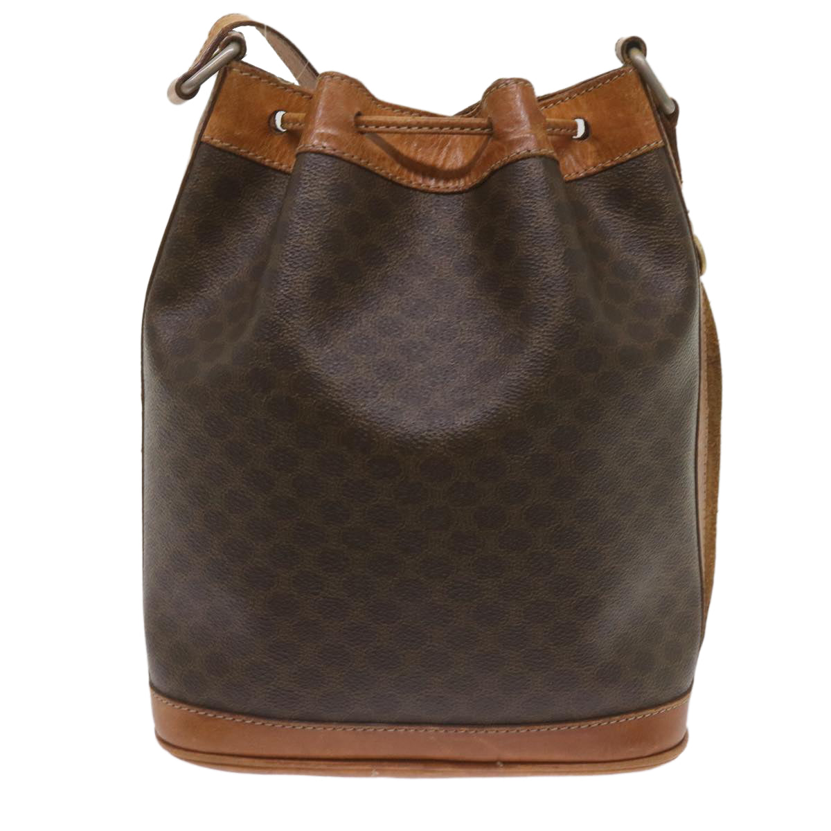 Luxury CELINE Macadam Canvas Shoulder Bag PVC Leather Brown  ki4237