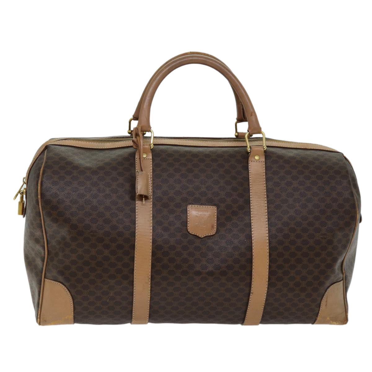 Luxury CELINE Macadam Canvas Boston Bag PVC Brown  ki4391