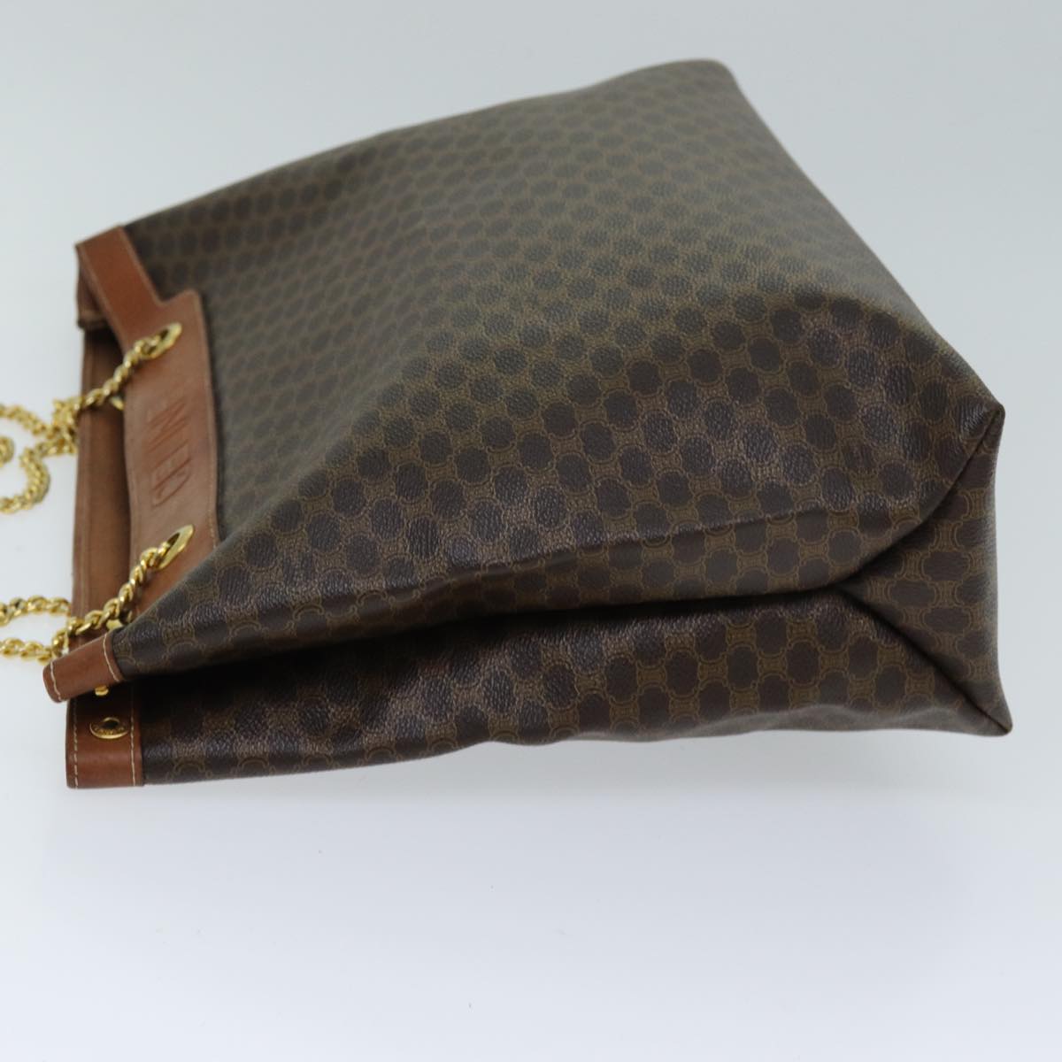 Luxury CELINE Macadam Canvas Chain Tote Bag PVC Brown  ki4403