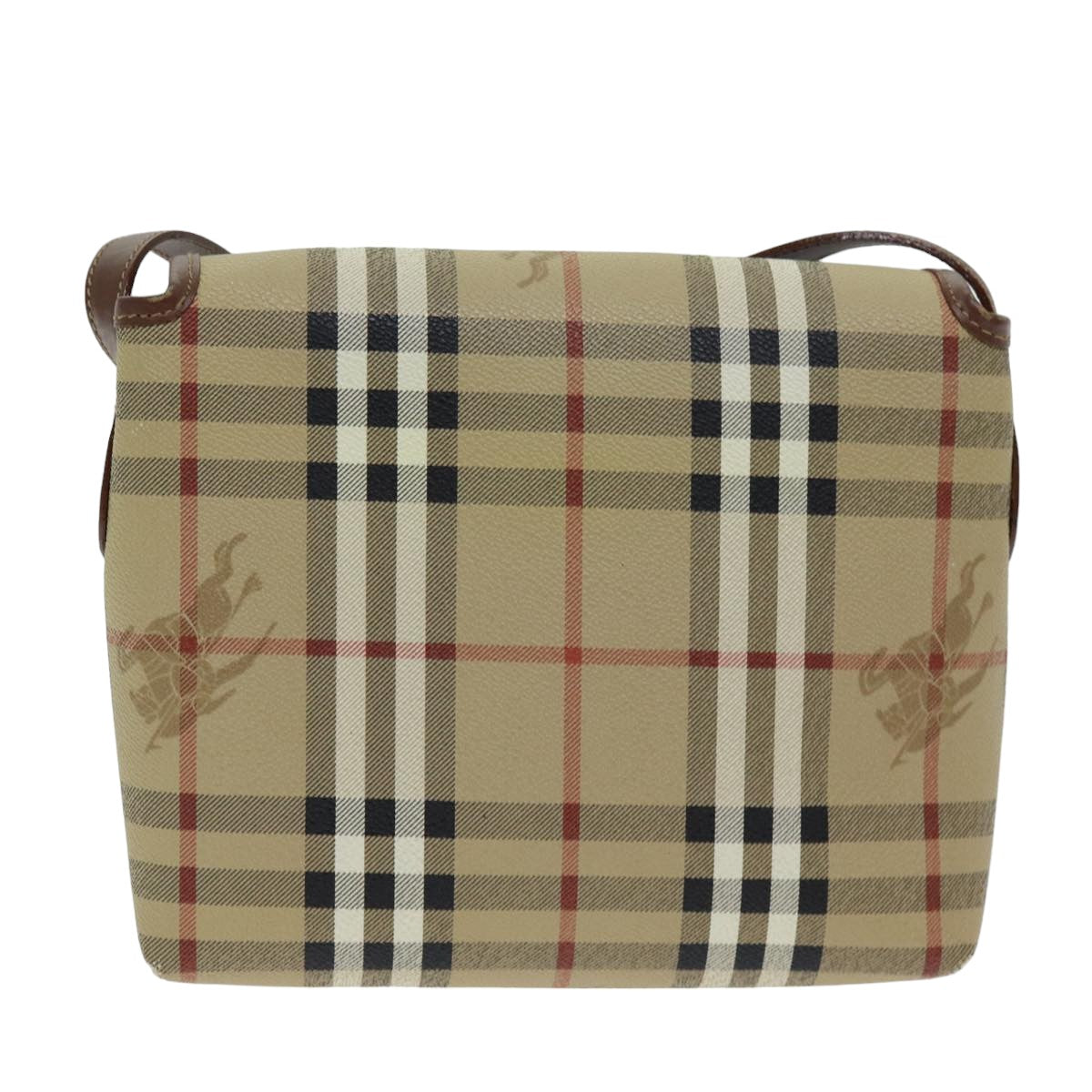 Luxury BurberrySs Nova Check Shoulder Bag PVC Leather Auth ki4534