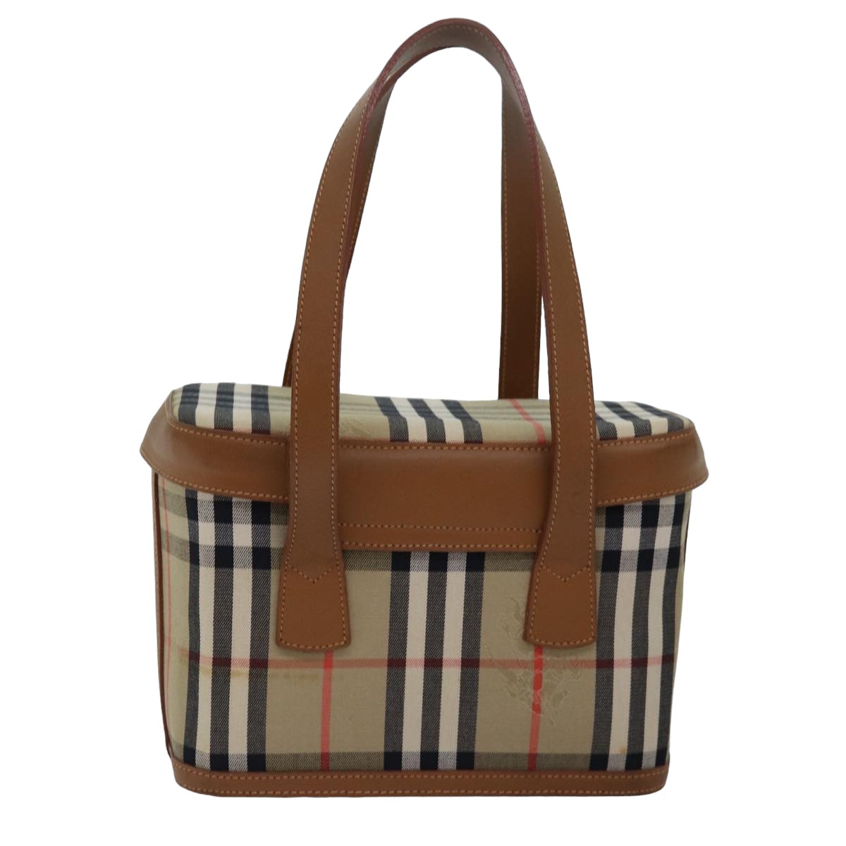 Luxury BurberrySs Nova Check Hand Bag Canvas Beige Auth ki4571