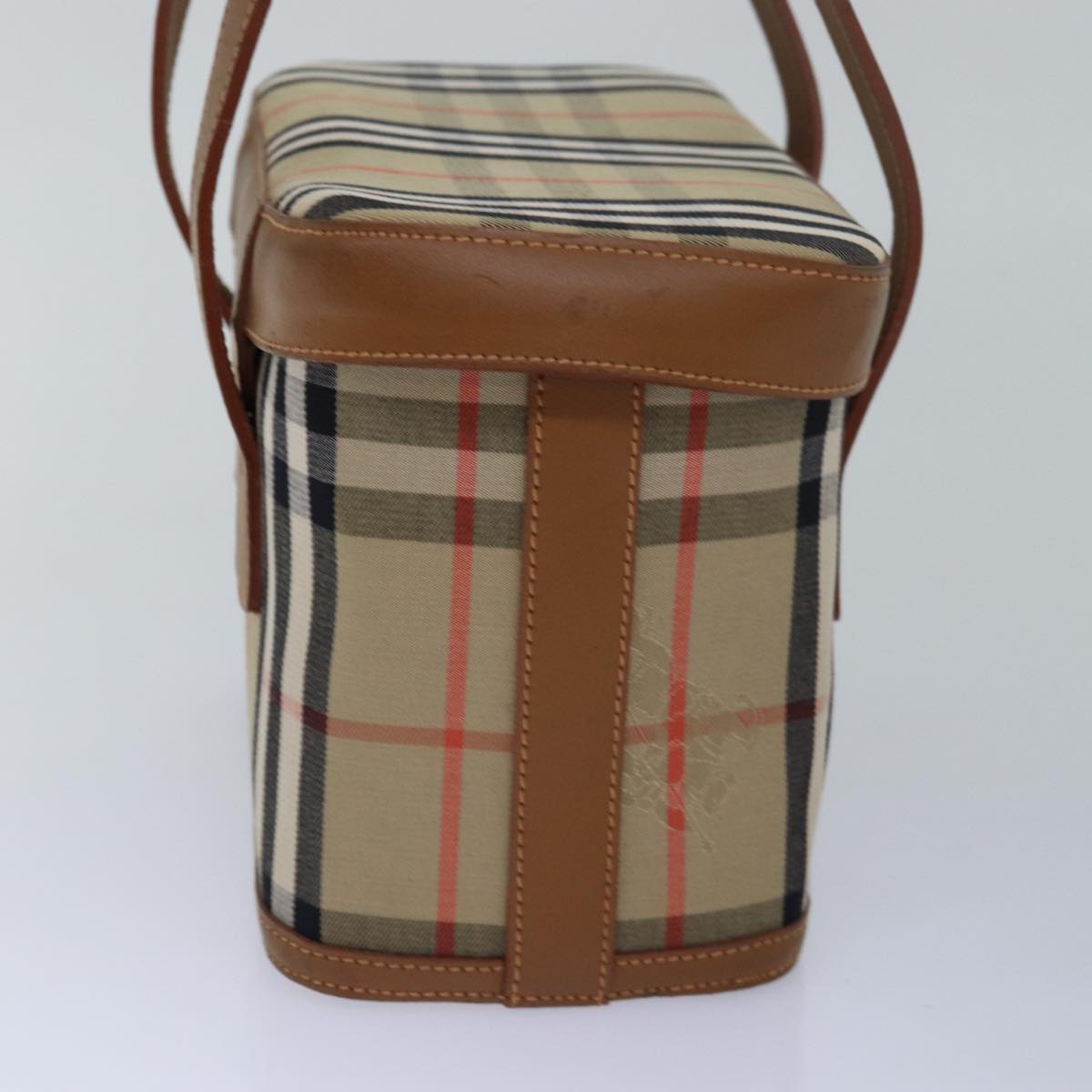 Luxury BurberrySs Nova Check Hand Bag Canvas Beige Auth ki4571