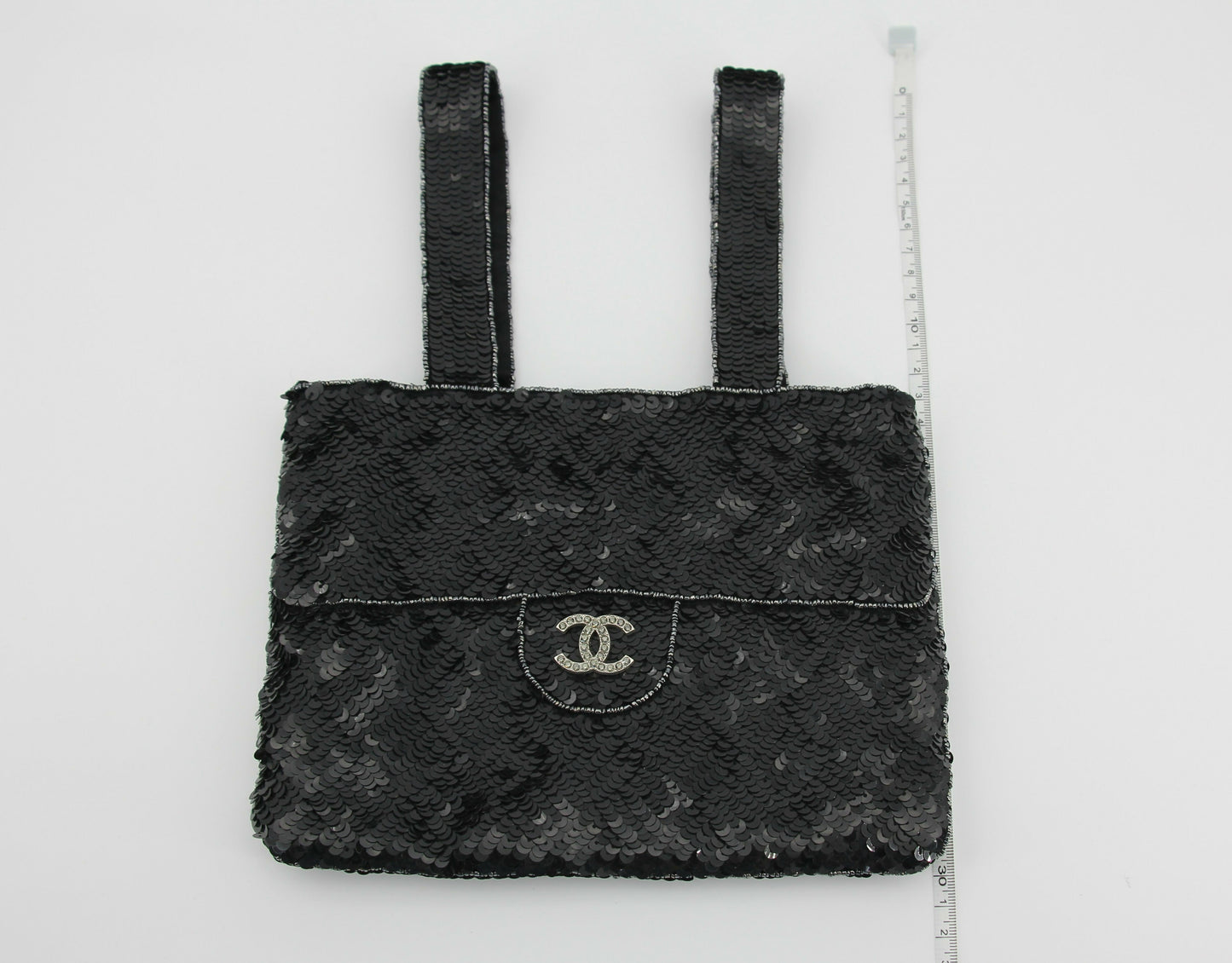 Chanel Coco Mark Metallic Black Sequin Tote Bag