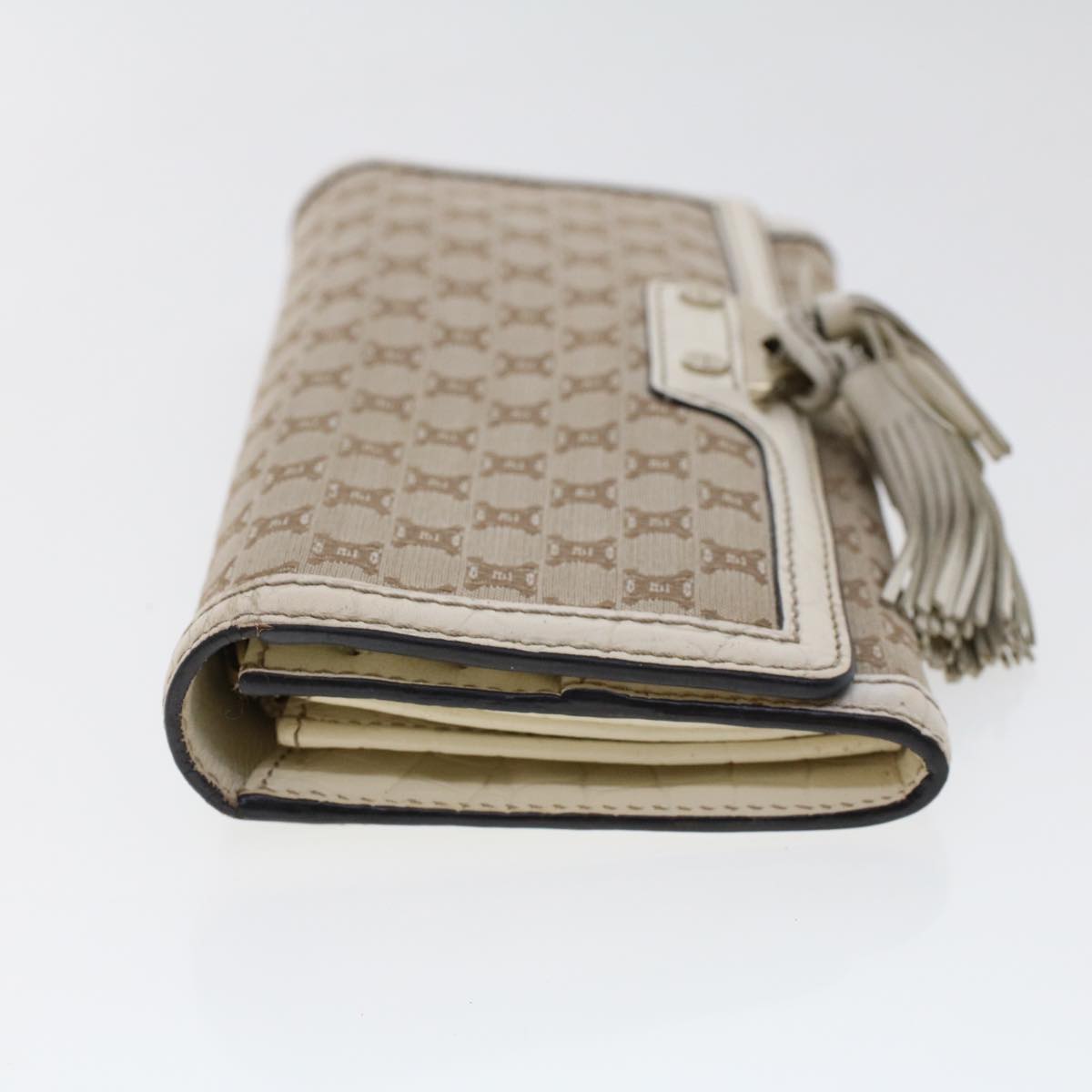 Luxury CELINE Macadam Canvas Long Wallet Leather Beige  kk176