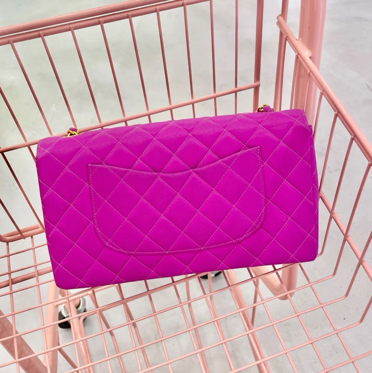 Chanel rose satin Gold hardware