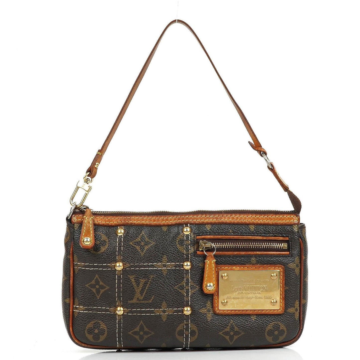 Louis Vuittom Monogram Coated Canvas Riveting Limited Edition Pochette Accessories Clutch Bag