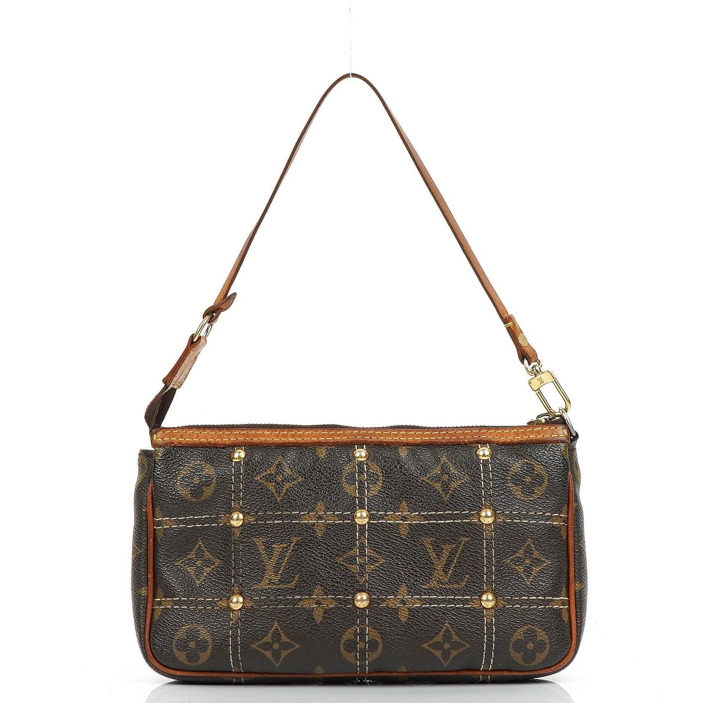 Louis Vuittom Monogram Coated Canvas Riveting Limited Edition Pochette Accessories Clutch Bag