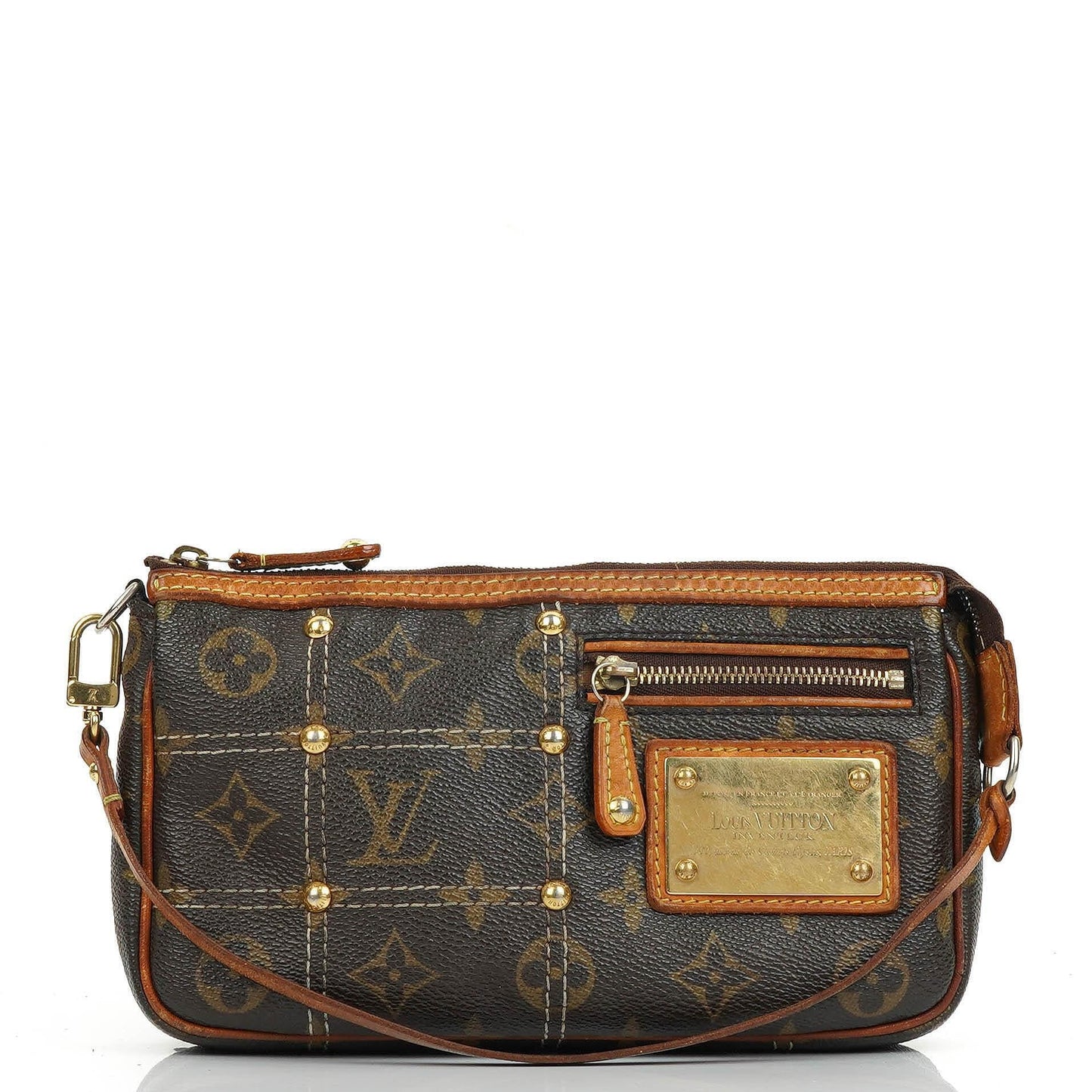 Louis Vuittom Monogram Coated Canvas Riveting Limited Edition Pochette Accessories Clutch Bag