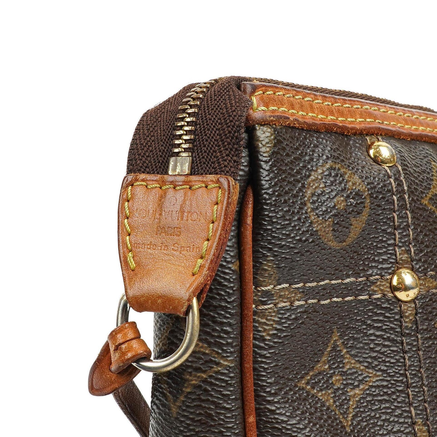 Louis Vuittom Monogram Coated Canvas Riveting Limited Edition Pochette Accessories Clutch Bag