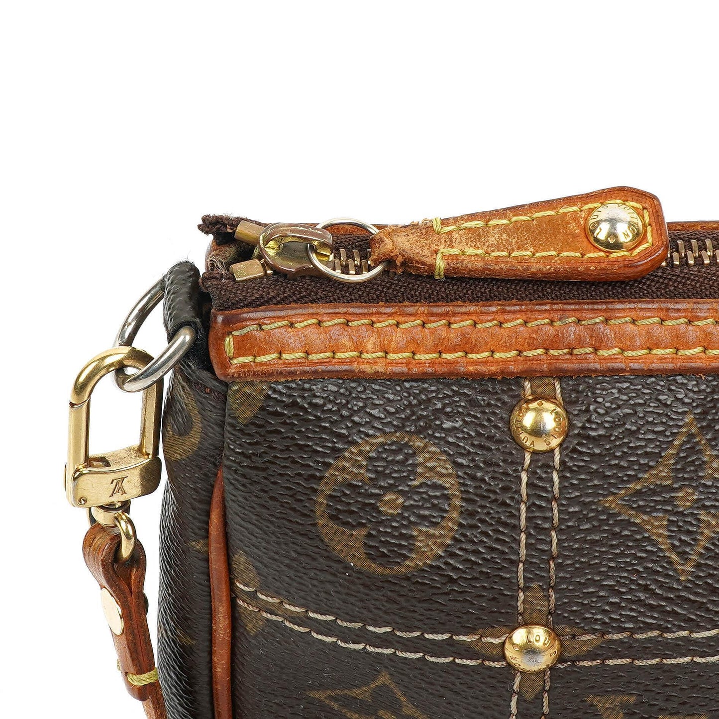 Louis Vuittom Monogram Coated Canvas Riveting Limited Edition Pochette Accessories Clutch Bag