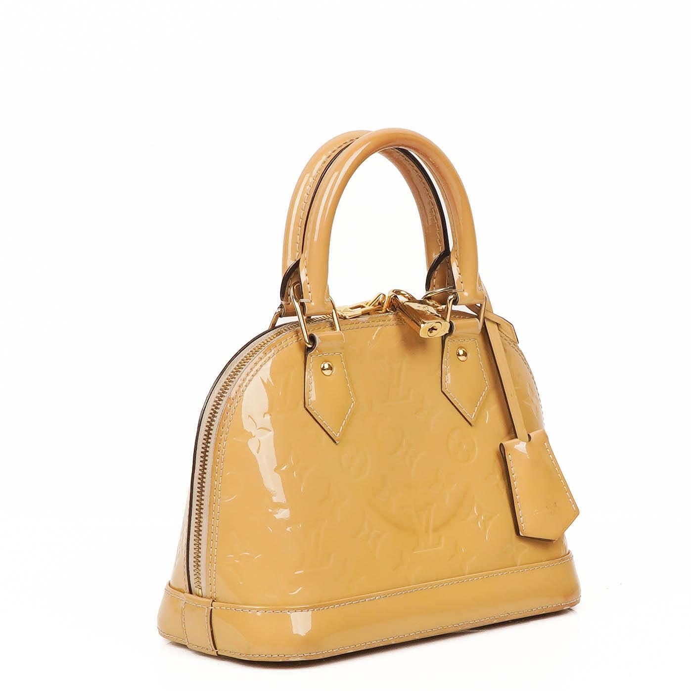 Louis Vuitton Alma BB Beige Monogram Vernis Leather Handbag
