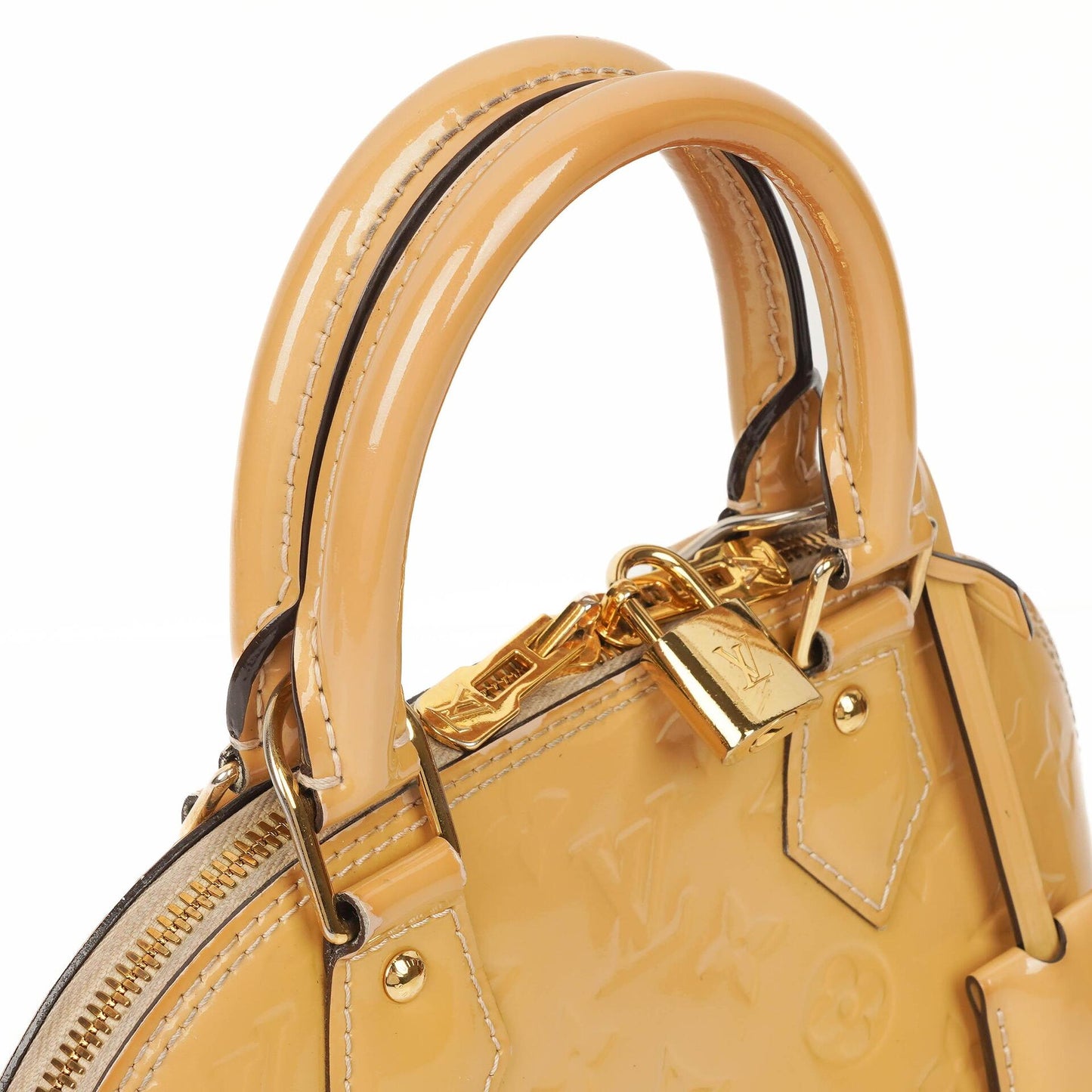 Louis Vuitton Alma BB Beige Monogram Vernis Leather Handbag