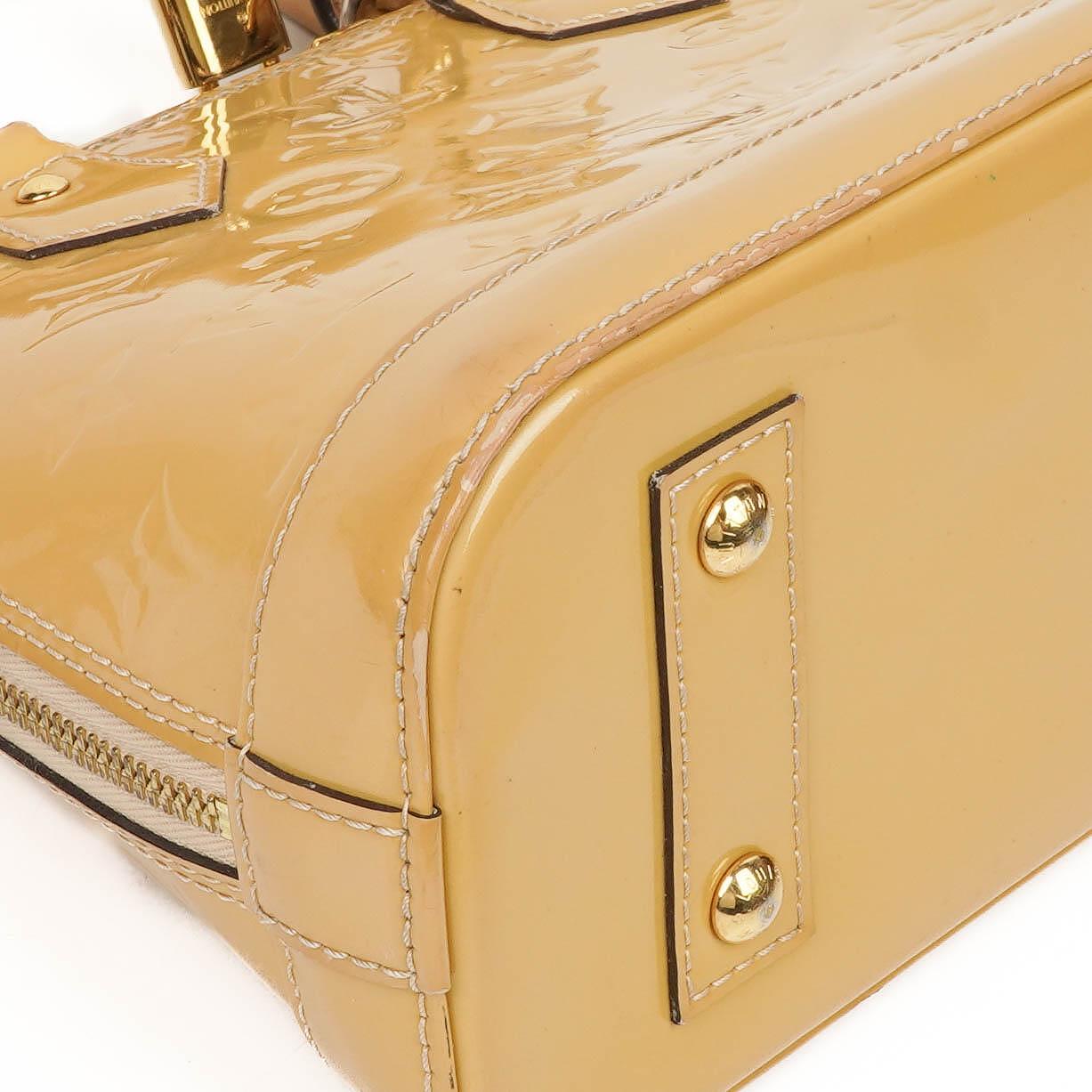 Louis Vuitton Alma BB Beige Monogram Vernis Leather Handbag