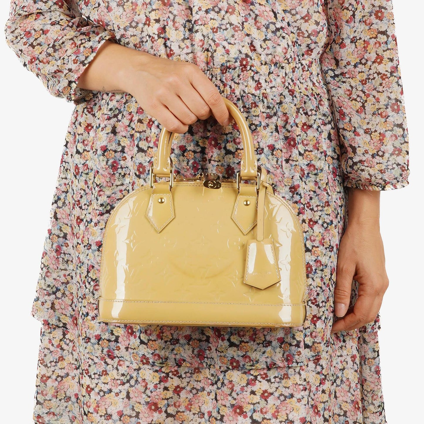 Louis Vuitton Alma BB Beige Monogram Vernis Leather Handbag