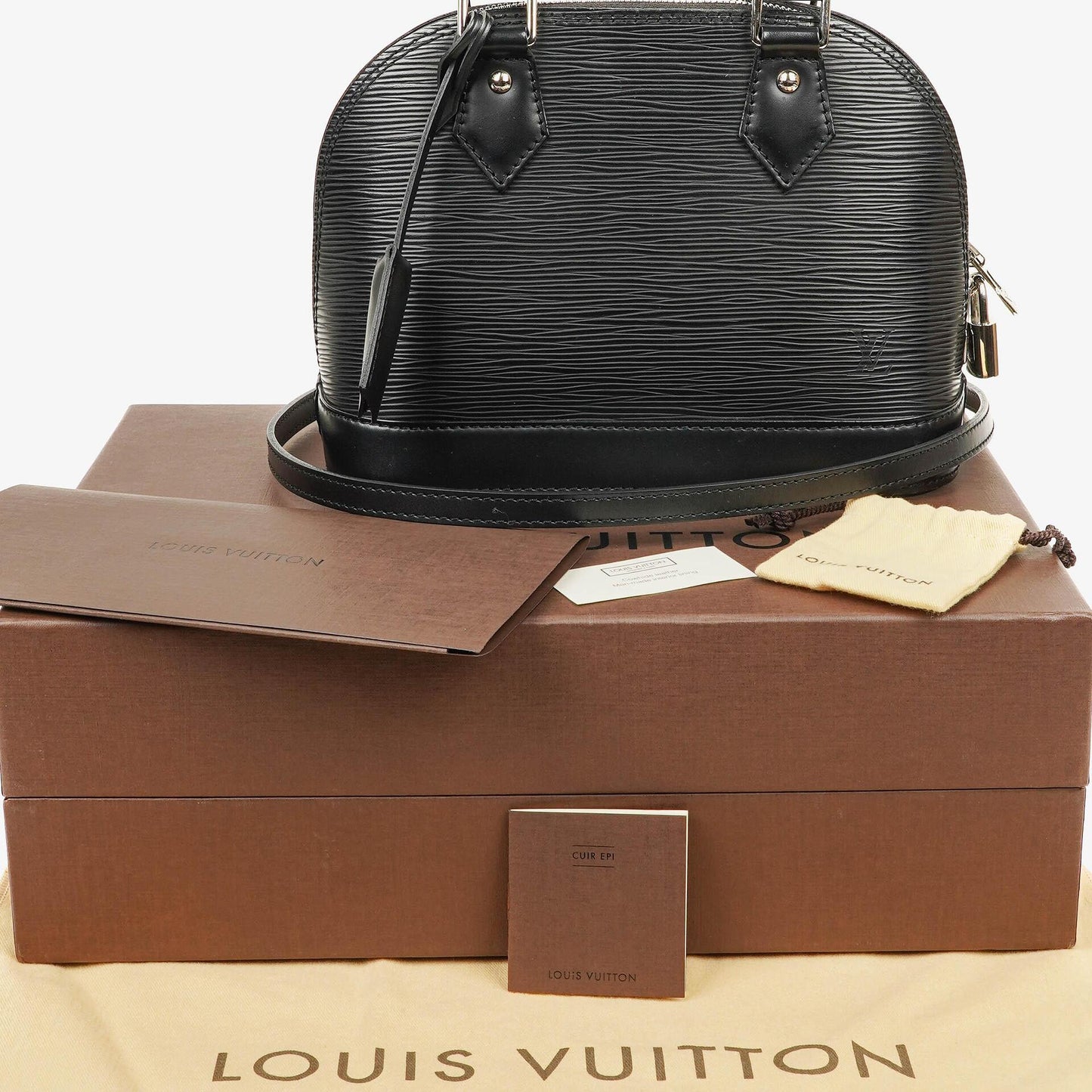 Louis Vuitton Alma BB Black EPI Leather Handbag