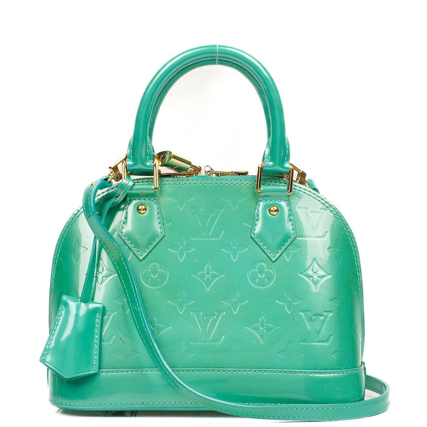 Louis Vuitton Alma BB Blue Lagon Monogram Vernis Leather Handbag