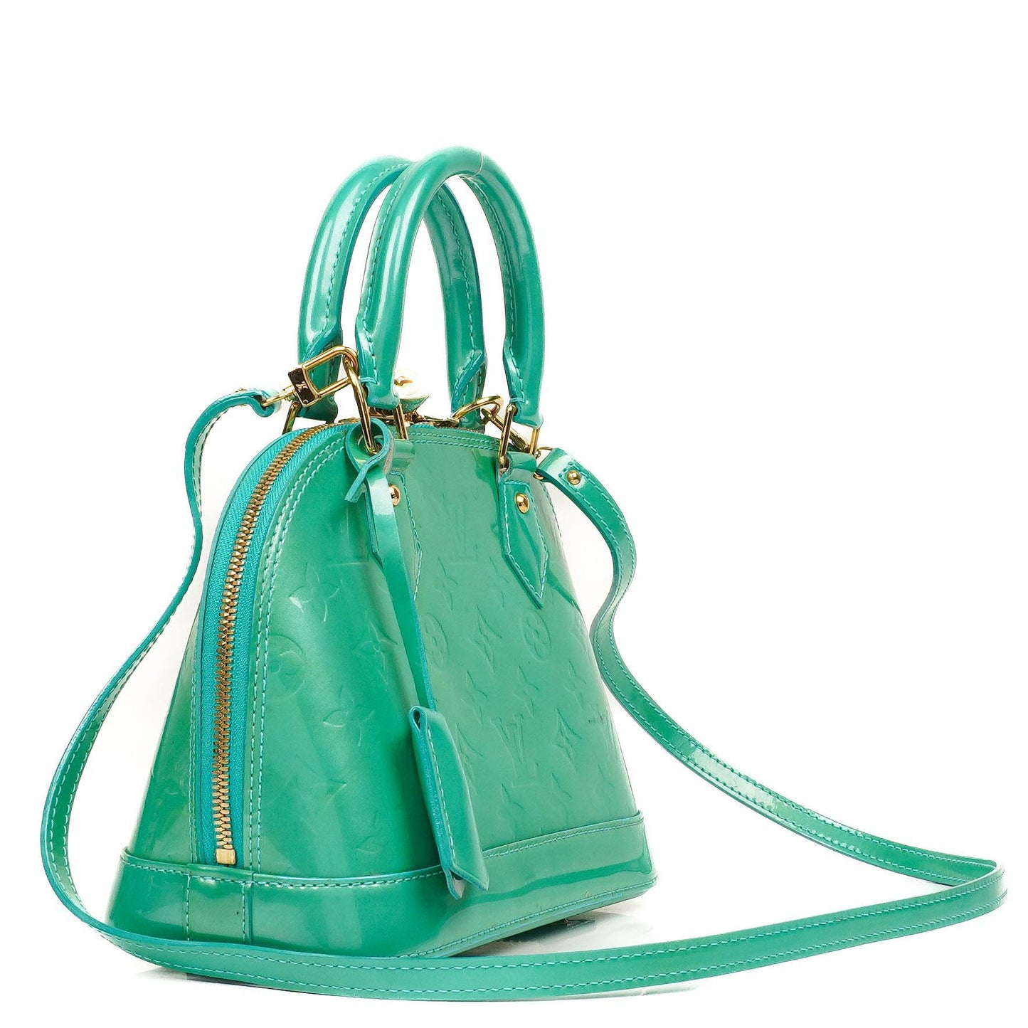 Louis Vuitton Alma BB Blue Lagon Monogram Vernis Leather Handbag
