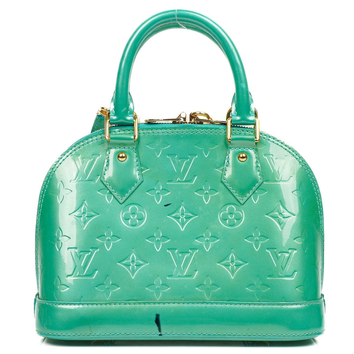 Louis Vuitton Alma BB Blue Lagon Monogram Vernis Leather Handbag