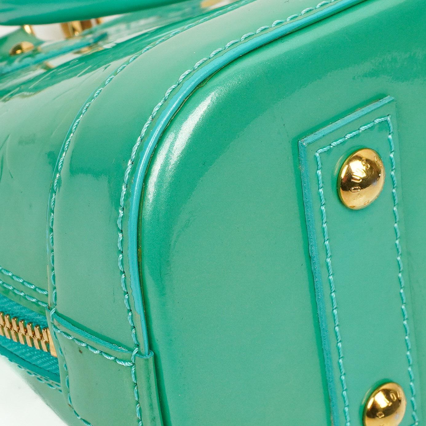 Louis Vuitton Alma BB Blue Lagon Monogram Vernis Leather Handbag