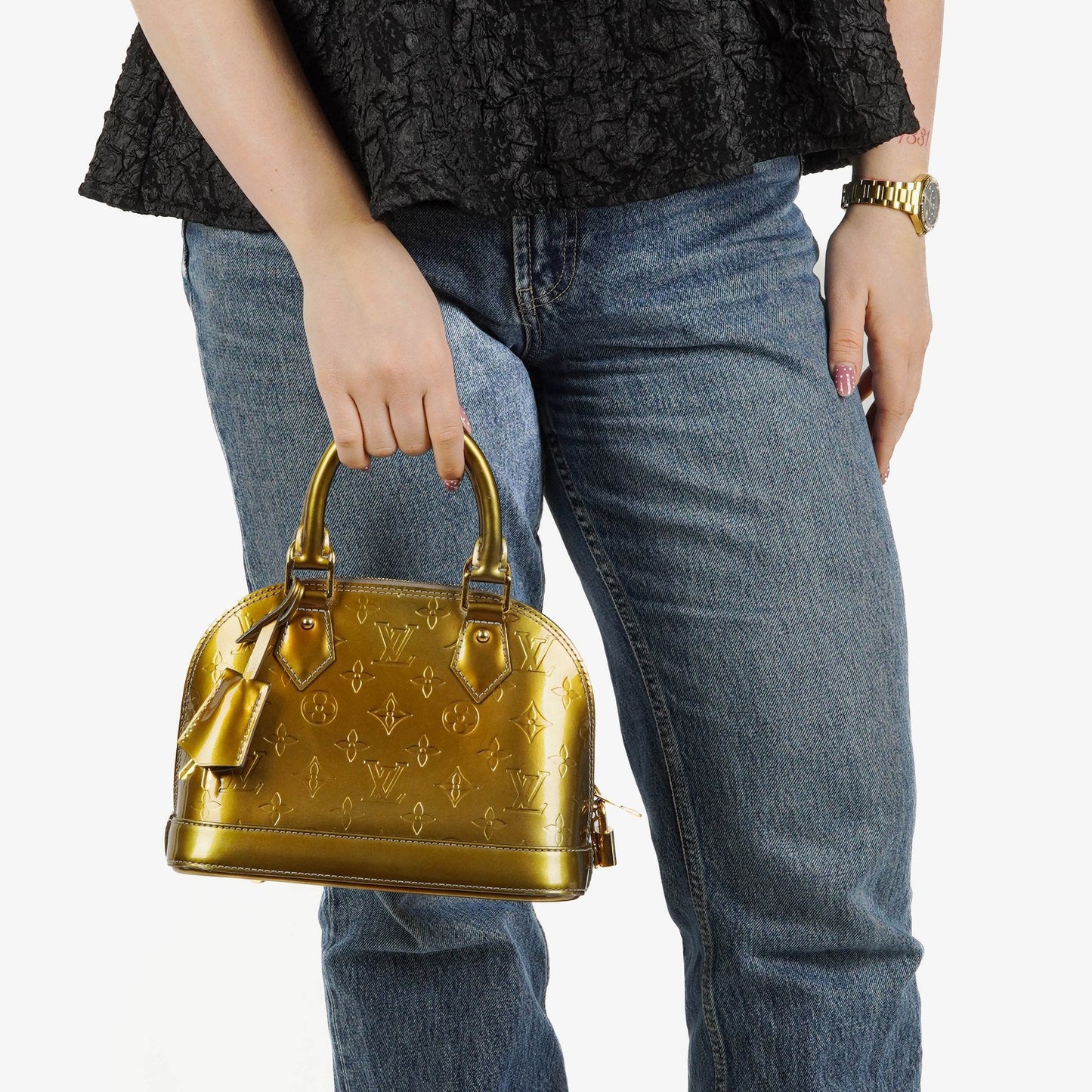 Louis Vuitton Alma BB Givre Monogram Vernis Leather Bag