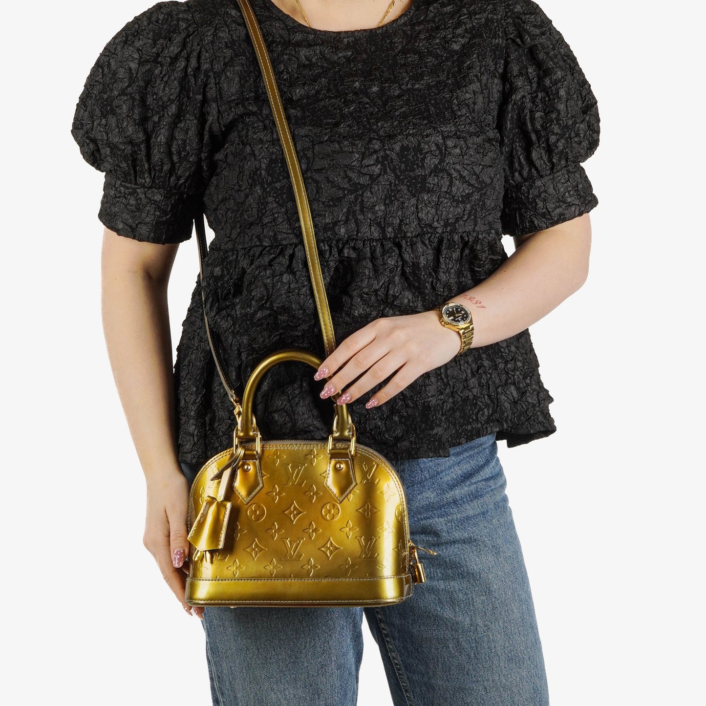 Louis Vuitton Alma BB Givre Monogram Vernis Leather Bag