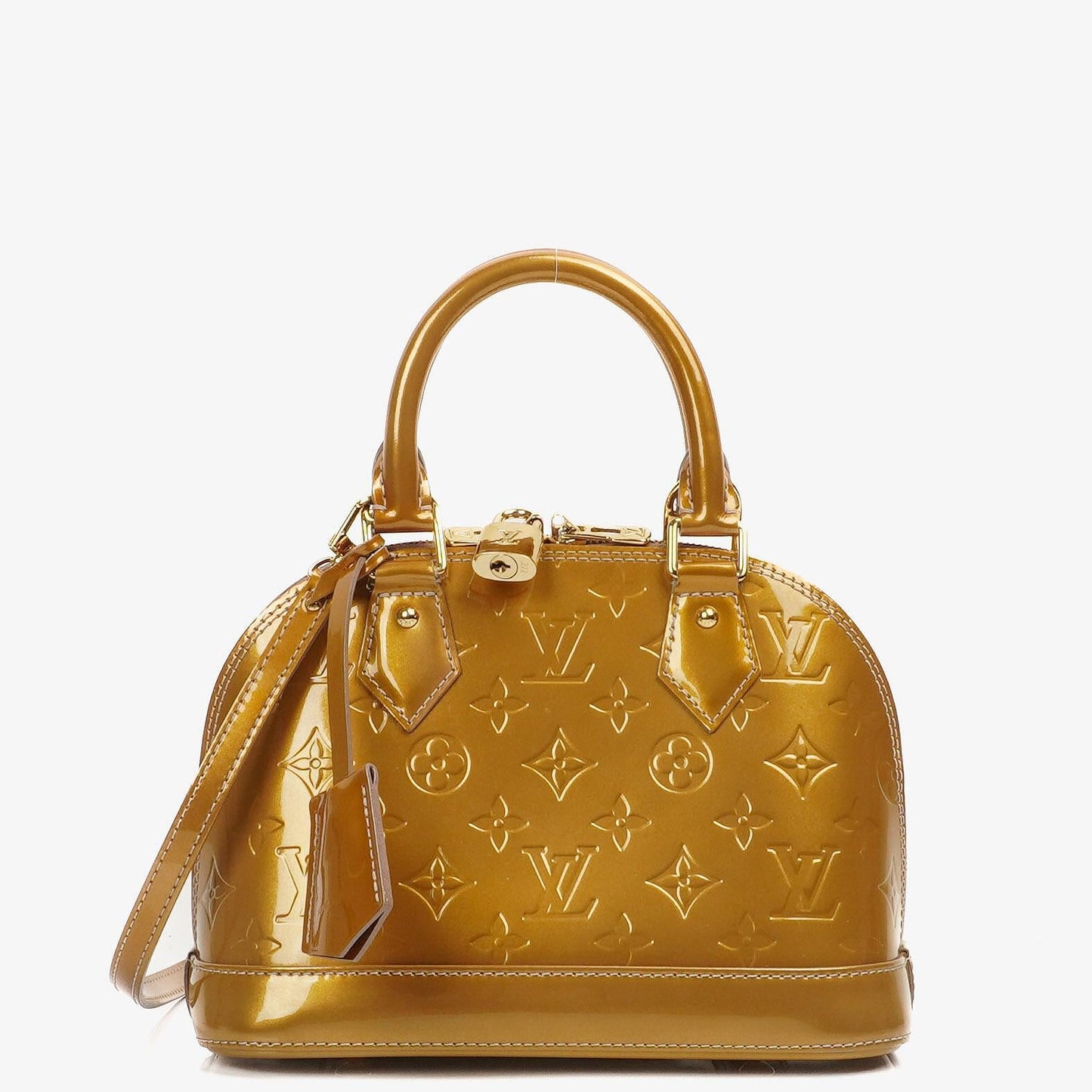 Louis Vuitton Alma BB Gold Poudre Monogram Vernis Leather Handbag