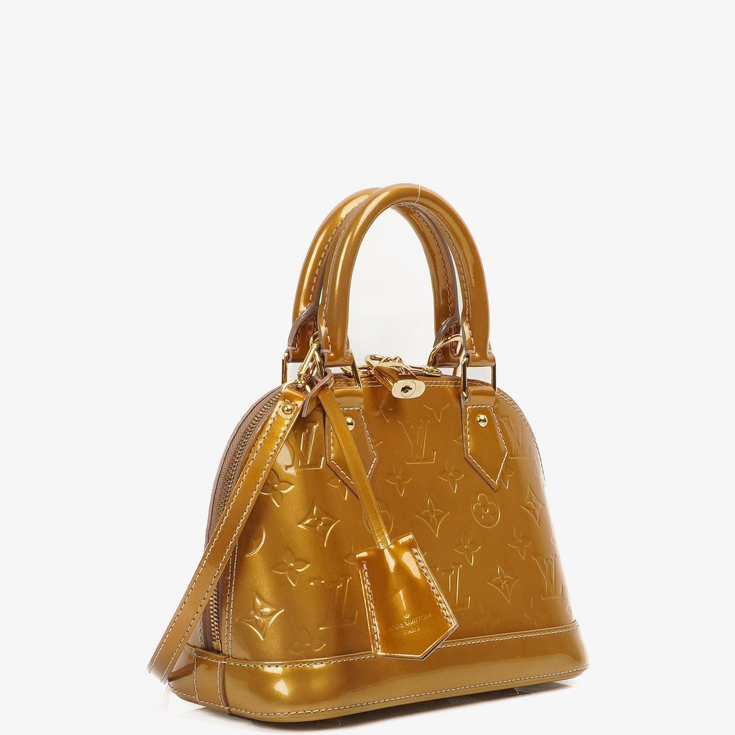 Louis Vuitton Alma BB Gold Poudre Monogram Vernis Leather Handbag