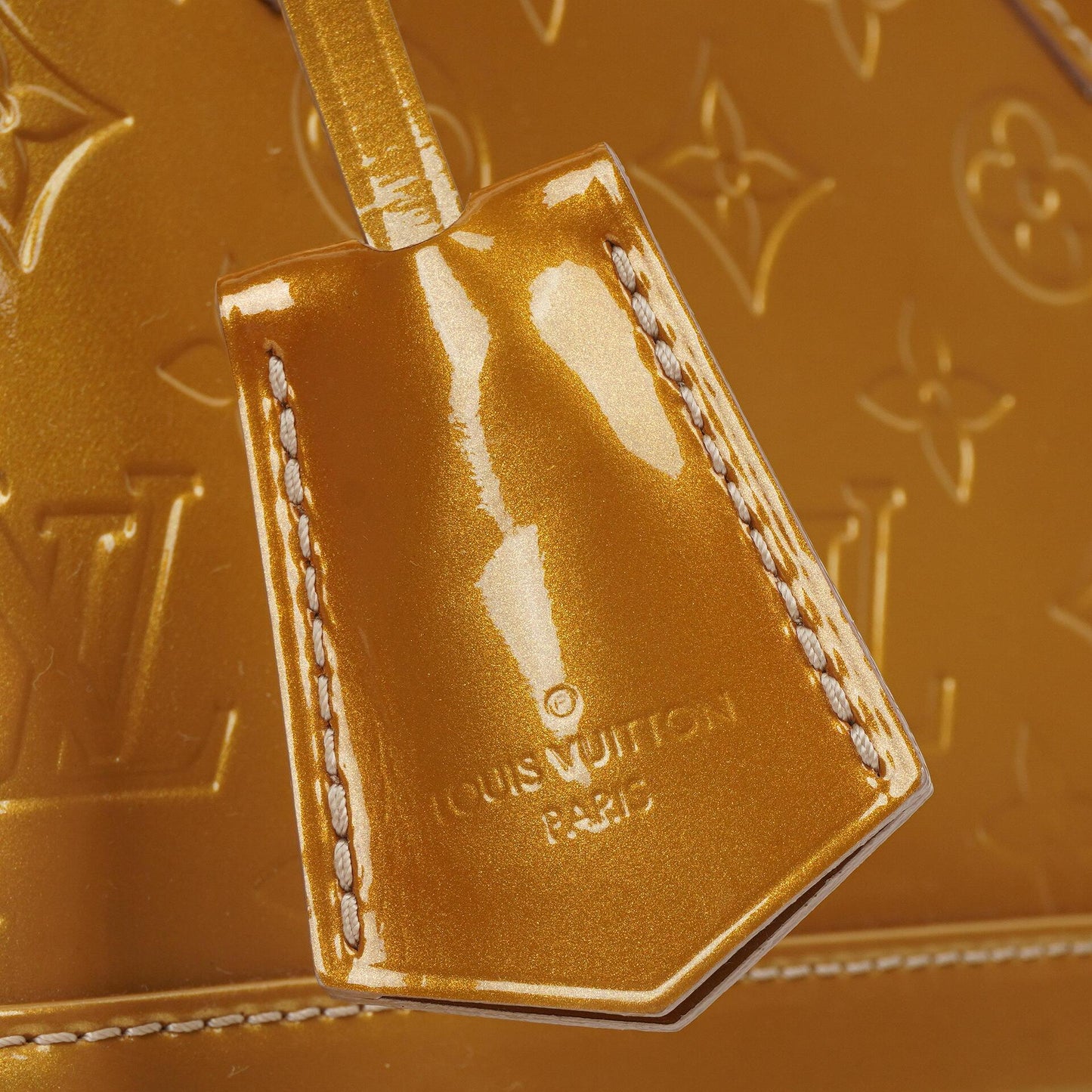 Louis Vuitton Alma BB Gold Poudre Monogram Vernis Leather Handbag