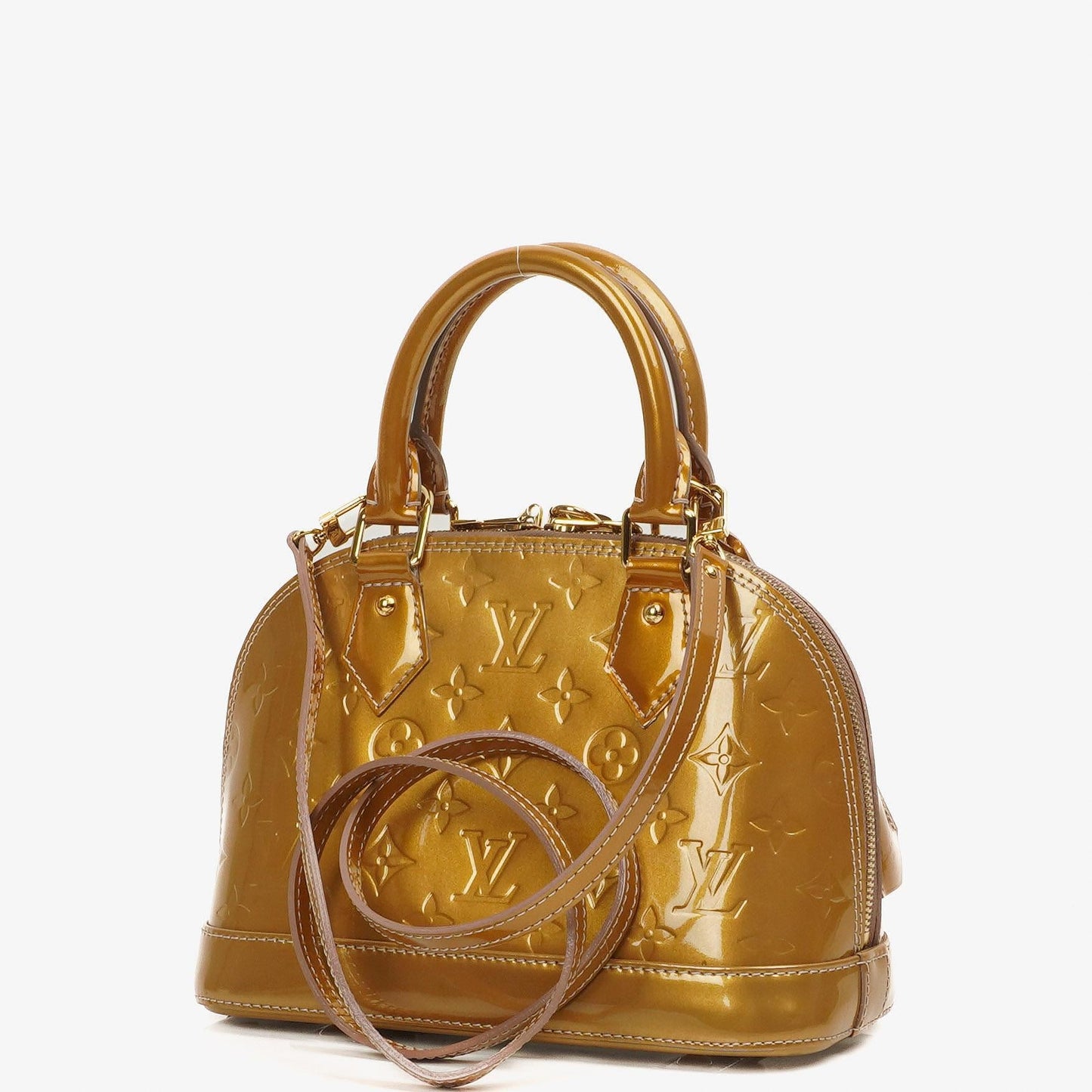Louis Vuitton Alma BB Gold Poudre Monogram Vernis Leather Handbag