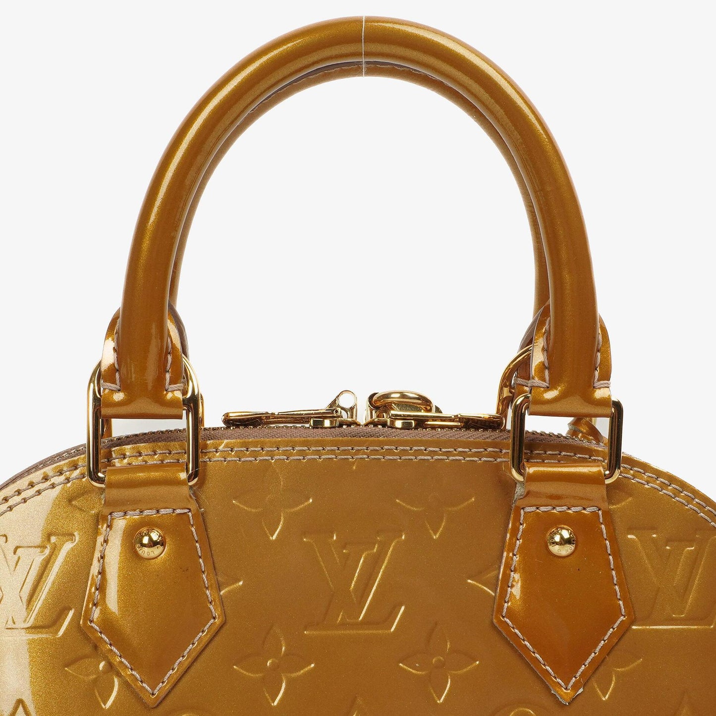 Louis Vuitton Alma BB Gold Poudre Monogram Vernis Leather Handbag